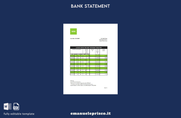 Modello Excel di estratto conto bancario Lettonia SEB in stile verificato